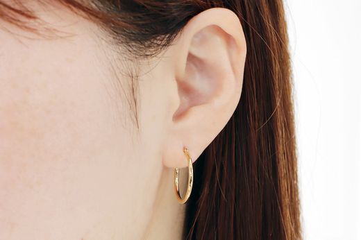 K18YG 地金 フープ ピアス【無垢仕上げ】【20mm】 EmP0089 SWCJ020